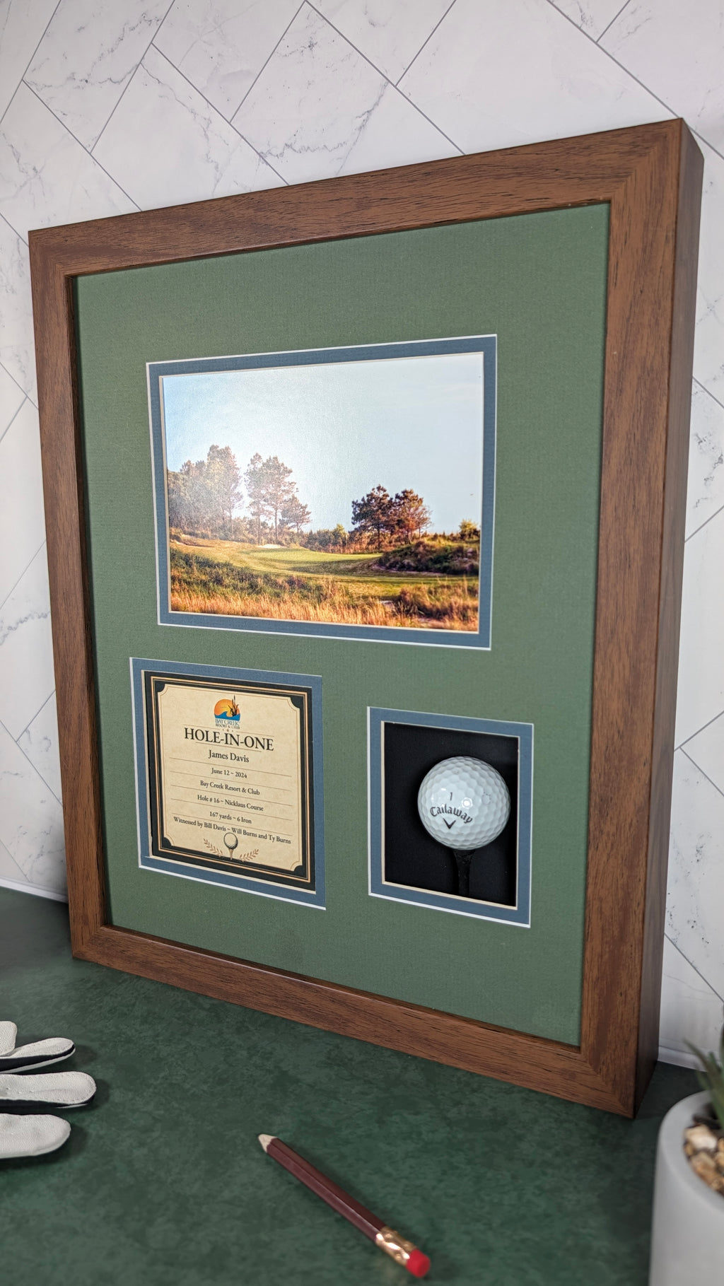 The Milestone Shadowbox - Course photo & Ball – Tidewater & Tee