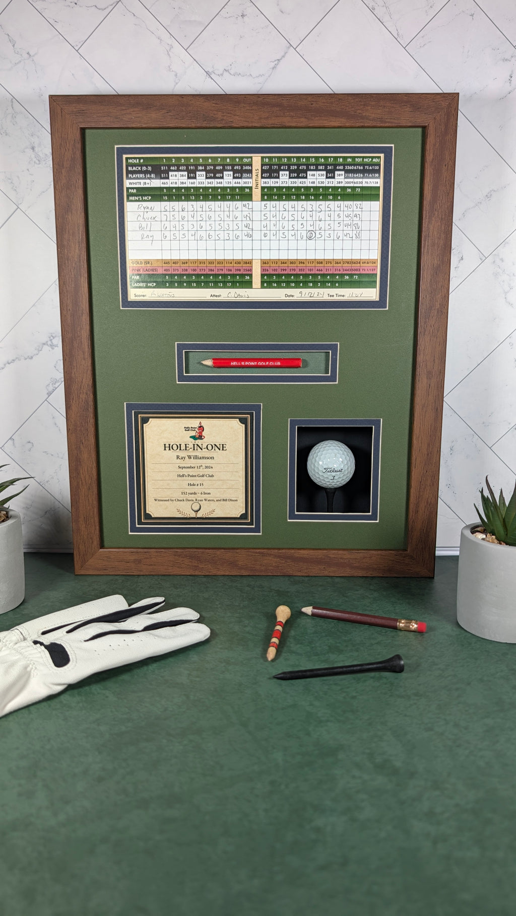 The Milestone Shadow Box - Hole in One Edition w/ Ball and Pencil ...
